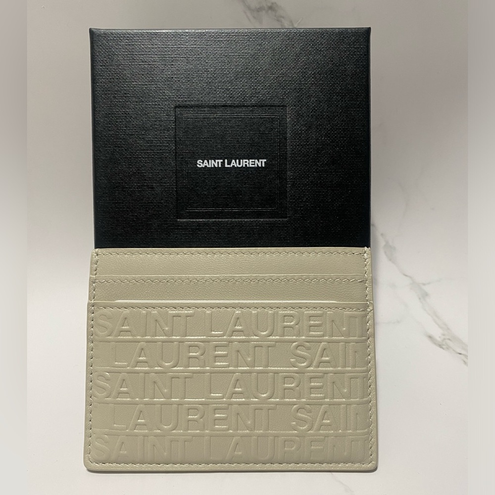 SAINT LAURENT LOGO EMBOSSED LEATHER CARD CASE